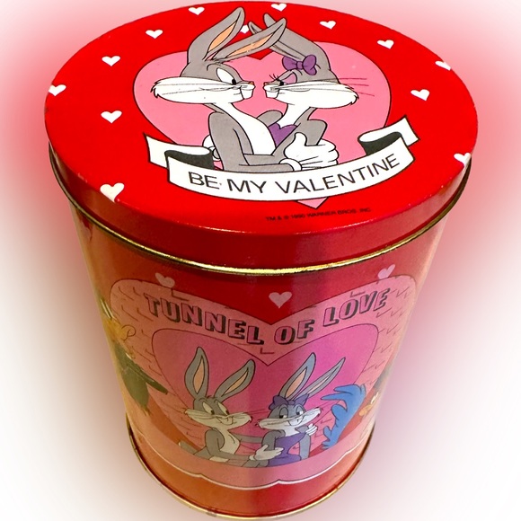 VTG 1990 LOONEY TUNES BUGS BUNNY BRACHS VALENTINE TIN WARNER BROS no chocolate - Picture 2 of 11